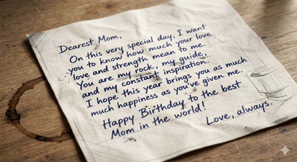 emotional birthday wishes for mom handwritten note